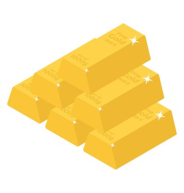 İzometrik vektör altın yığını simgesi