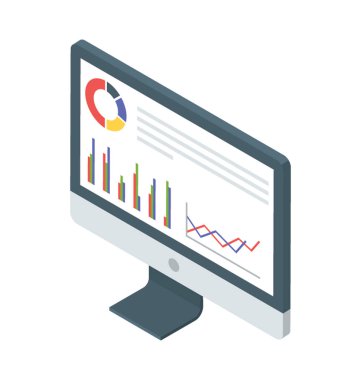 Analytics kutsal kişilerin resmi içinde izometrik vektör 