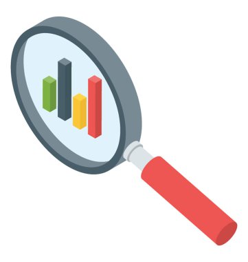 Pazar araştırması simgesinin izometrik vektör 