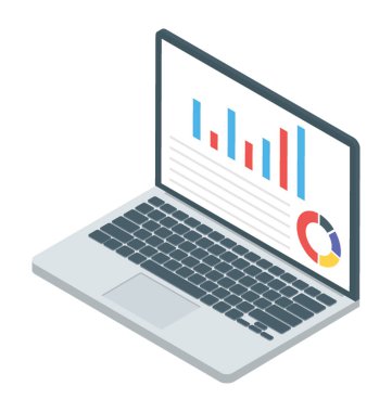 Çevrimiçi analitik simgesinin izometrik vektör 