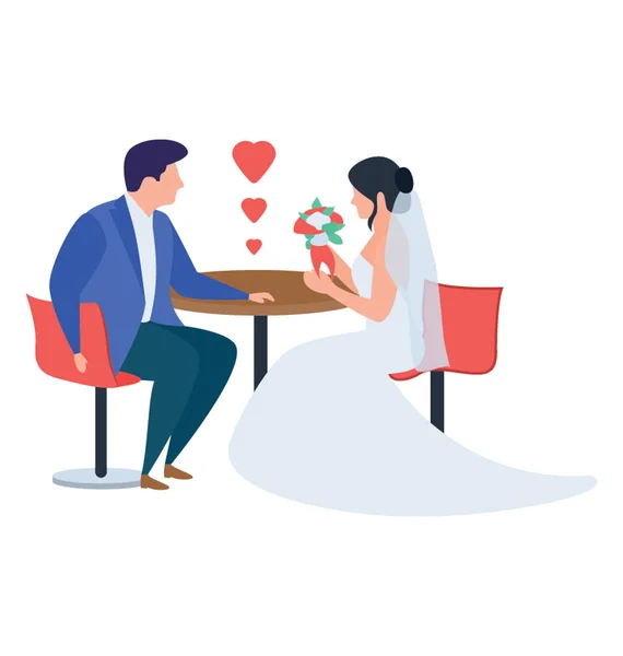 Couple Mariage Dans Vecteur Illustration — Image vectorielle