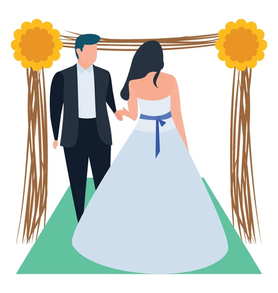 Couple Mariage Dans Vecteur Illustration — Image vectorielle