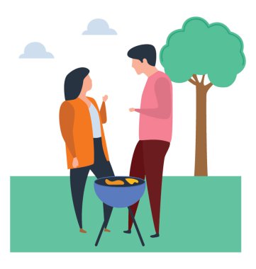 Açık pişirme şekil düz vektör 