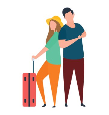 Turistler çizimde düz vektör 