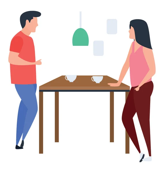 Talking Each Other Conversation Flat Design Illustration — Stock Vector