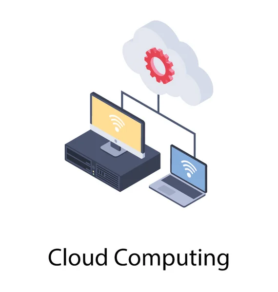 Mobil Mit Monitor Und Cloud Cloud Computing Symbol — Stockvektor