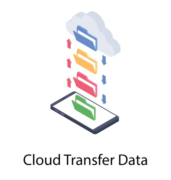 Design Vettoriale Isometrico Icona Trasferimento Dati Cloud — Vettoriale Stock