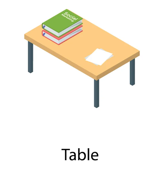 Isometrisches Design Des Büchertischsymbols — Stockvektor
