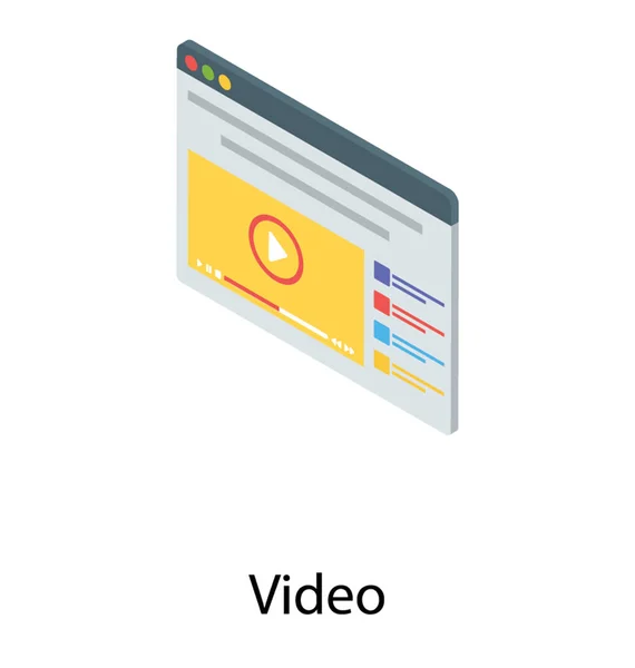 Video Website Videopictogram Isometrische Ontwerp — Stockvector