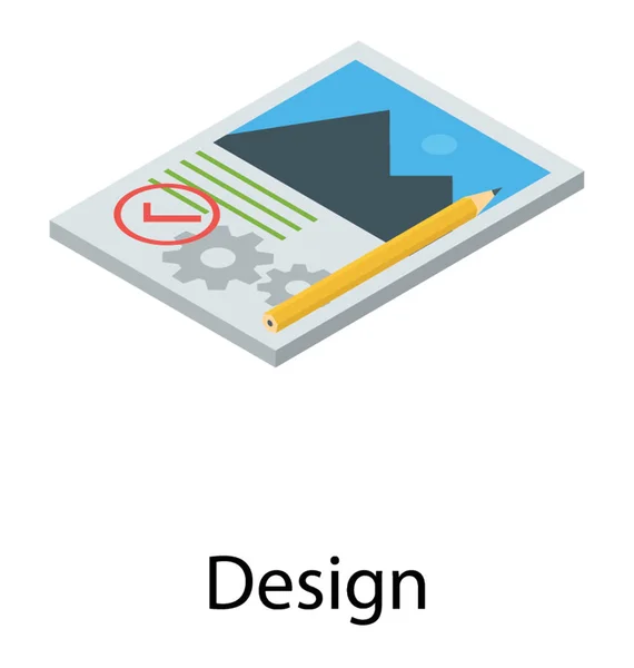 Matita Con Carta Icona Design Della Carta Nel Design Isometrico — Vettoriale Stock