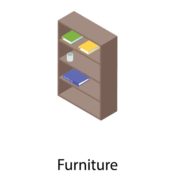 Bücherregalsymbol Isometrischem Design — Stockvektor