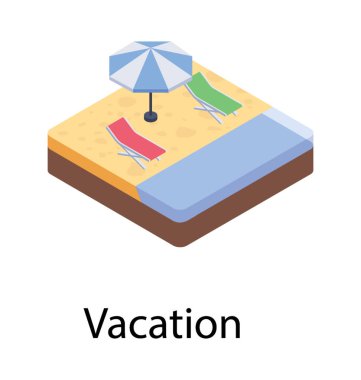 Şezlong gölgelik, plaj simgesi ile