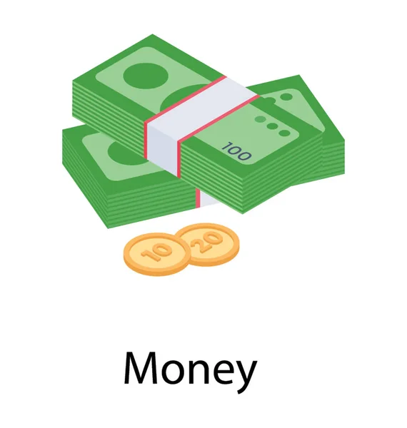 Куча Денег Иконка Деньгами — стоковый вектор