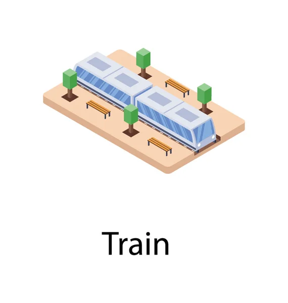 Spoorwegvoertuig Trein Isometrische Pictogram — Stockvector