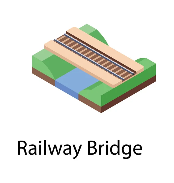 Passerella Pedonale Icona Isometrica Ponte Ferroviario — Vettoriale Stock