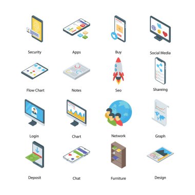 Dijital pazarlama simgeler paketi