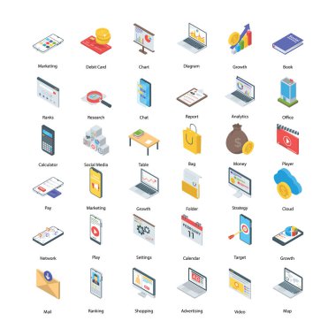 Dijital pazarlama Icons set