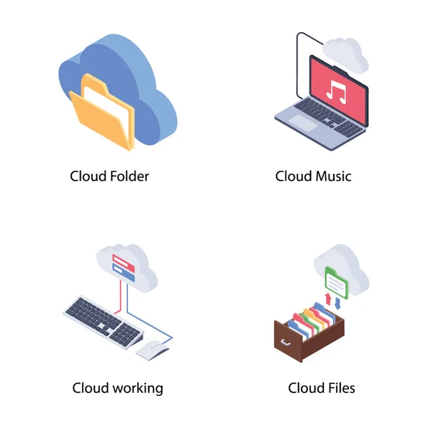 Colección Iconos Tecnología Nube — Archivo Imágenes Vectoriales