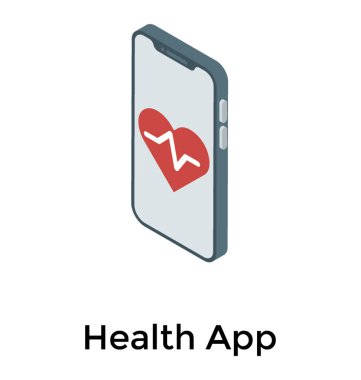 Kalp uygulamasının isometrik simgesi 