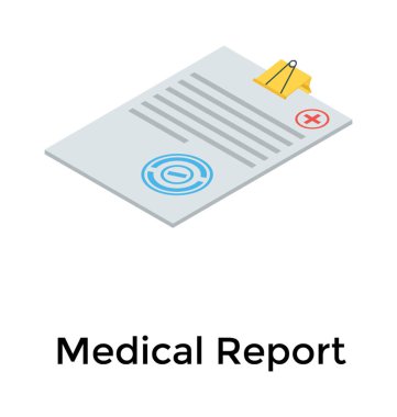 Tıbbi rapor simgesi tasarımı, isometrik vektör 