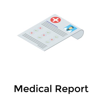 Tıbbi rapor simgesi tasarımı, isometrik vektör 