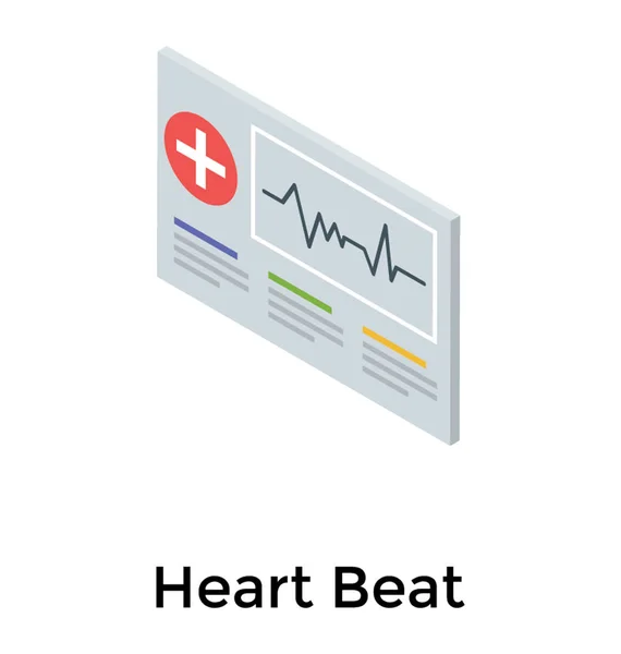 Rapport Battement Coeur Conception Icône Isométrique — Image vectorielle