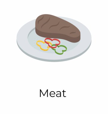 Biftek izometrik simge tasarımı 