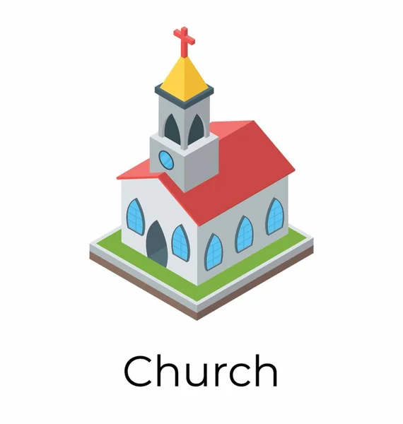 Diseño Isométrico Vectorial Iglesia — Vector de stock