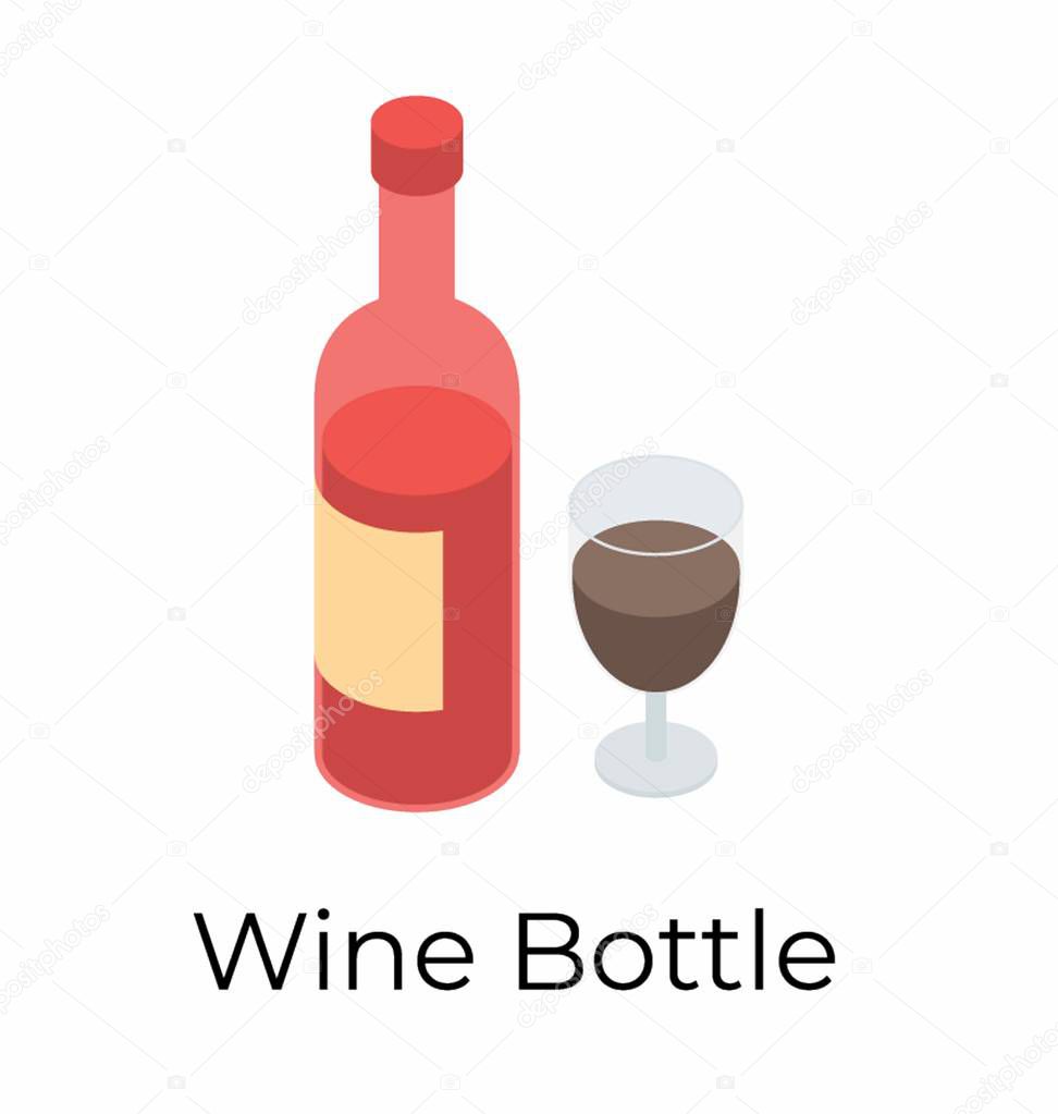 Isometric vector design of wine bottle 