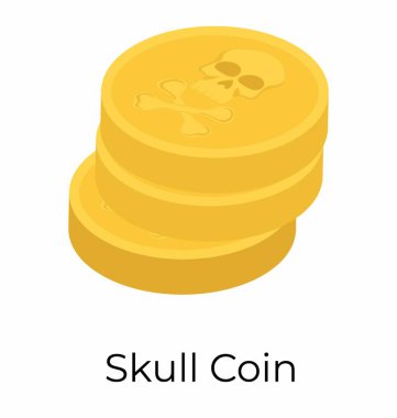 Kafatası sikkesi, isometrik vektör tasarımı 