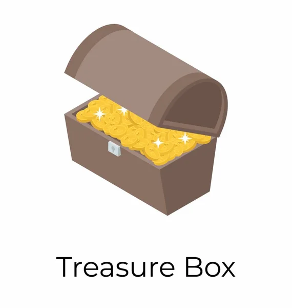 Treasure Box Isometric Icon — Stock Vector