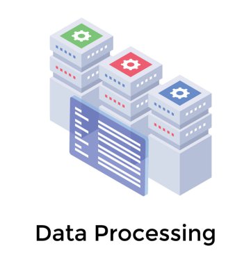 İzometrik tasarımda veri merkezi simgesi.