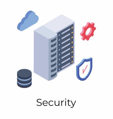 Güvenli sunucunun isometrik simge tasarımı 
