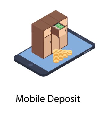 Online bankacılık simgesinin izometrik tasarım.