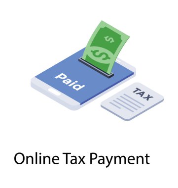 Online vergi ödeme simgesinin izometrik tasarımı.