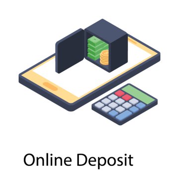 Online mevduat simgesinin isometrik tasarımı.