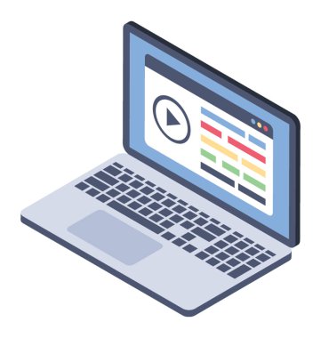 Web video simgesi, isometrik tasarım vektörü 