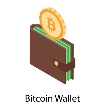 Bitcoin cüzdan, isometrik simge tasarımı 