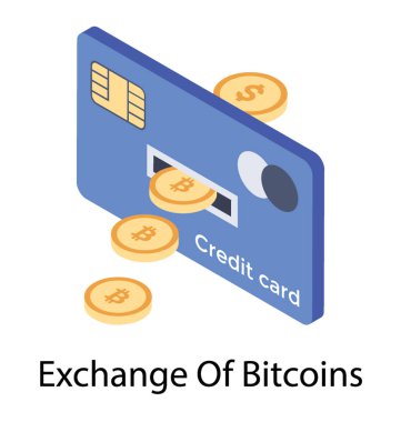 Bitcoin konsepti, bitcoin borsası nda isometrik ikon 