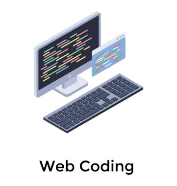 Web kodlama isometrik simgesi
