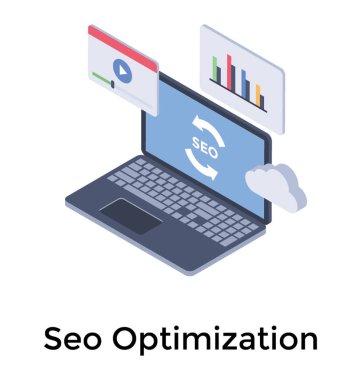 İzometrik simgede Seo optimizasyonu 