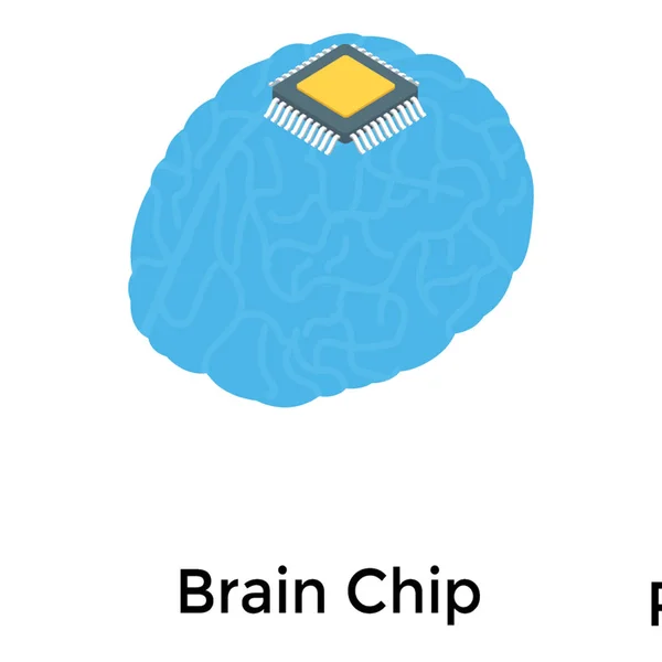 Icono Chip Cerebral Electrónico — Archivo Imágenes Vectoriales