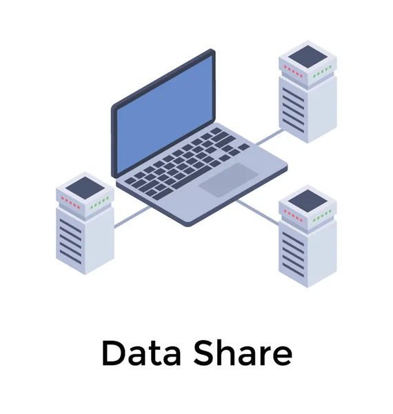 Icona Della Rete Data Center Nella Progettazione Isometrica — Vettoriale Stock