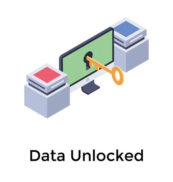 Desenho Isométrico Desbloqueio Dados —  Vetores de Stock