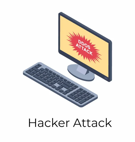 Isometric Icon Hacker Attack — Stock Vector