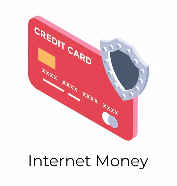 Icône Isométrique Sécurité Des Cartes Crédit — Image vectorielle