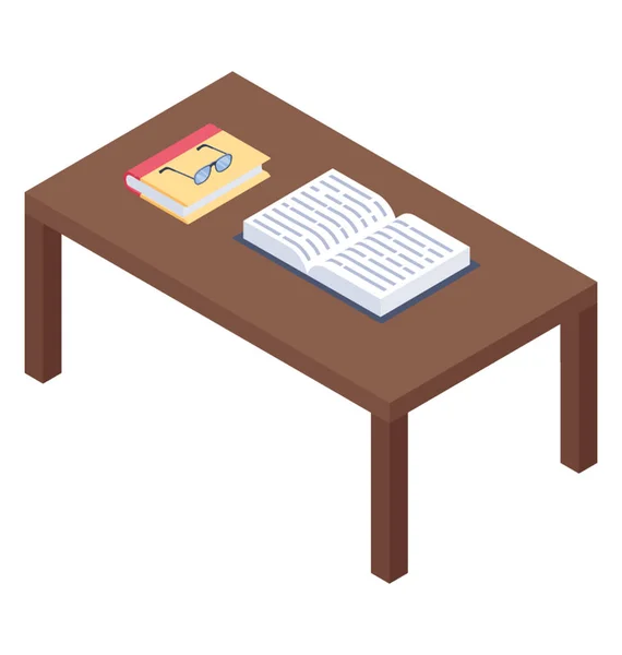 Isometric Icon Study Table — Stock Vector