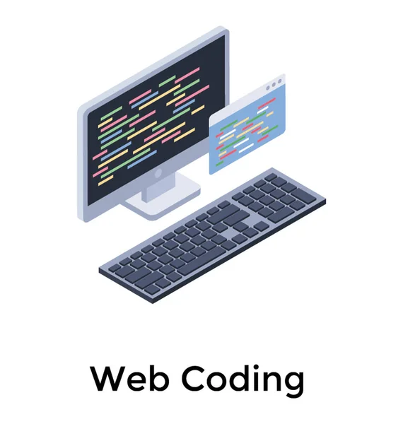 Icono Isométrico Codificación Web — Archivo Imágenes Vectoriales