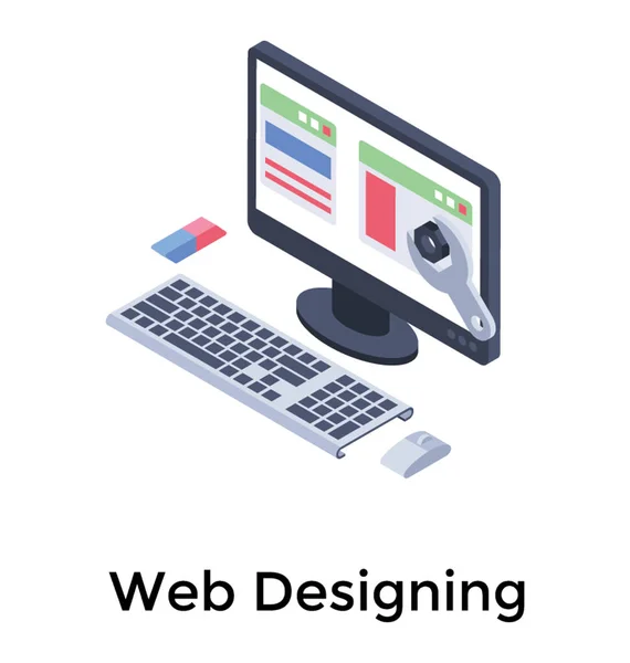 Diseño Web Icono Isométrico — Vector de stock