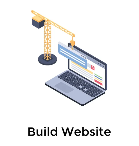Icono Isométrico Construcción Sitios Web — Vector de stock